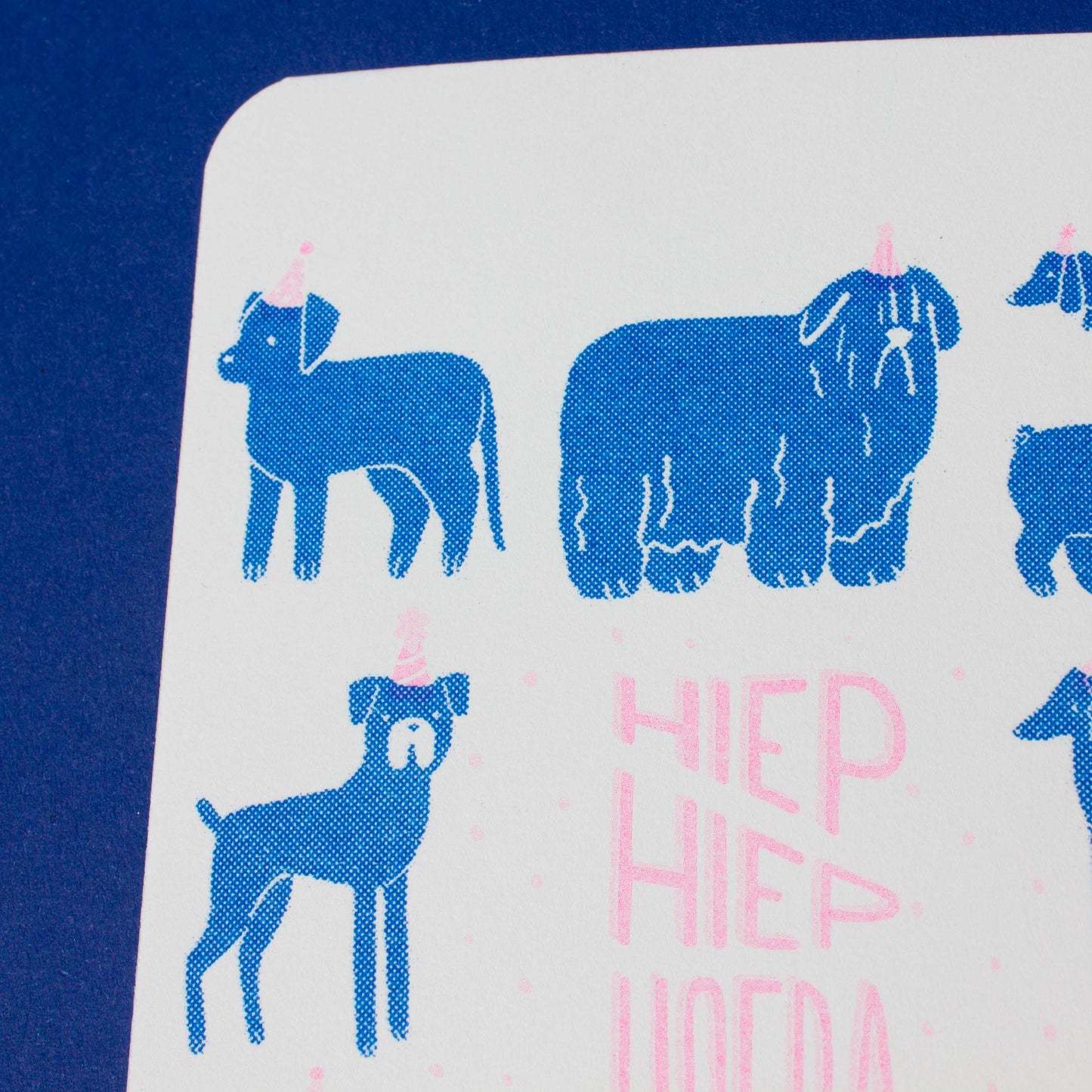 Hiep Hiep Hoera Honden riso kaart (A6-ish, in Dutch)